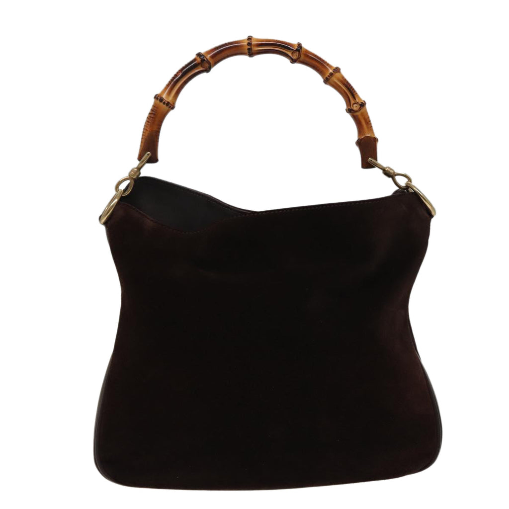 GUCCI Bamboo Hand Bag Suede 2way Brown 001 2404 1638 78789