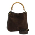 GUCCI Bamboo Hand Bag Suede 2way Brown 001 1705 1638 78790