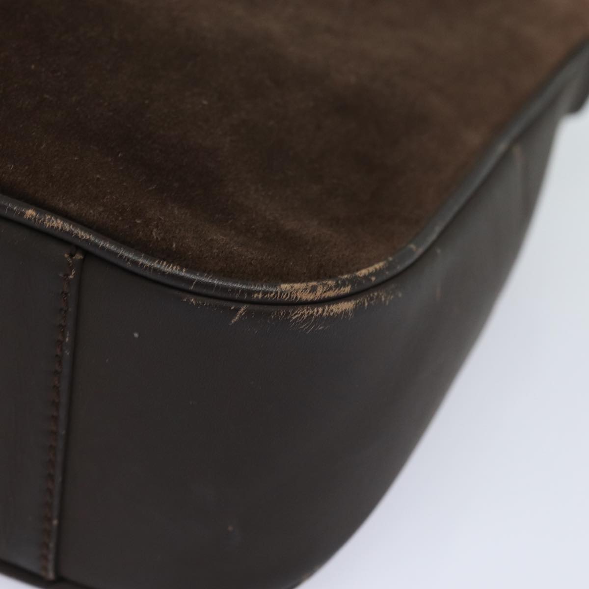 GUCCI Bamboo Hand Bag Suede 2way Brown 001 1705 1638 78790