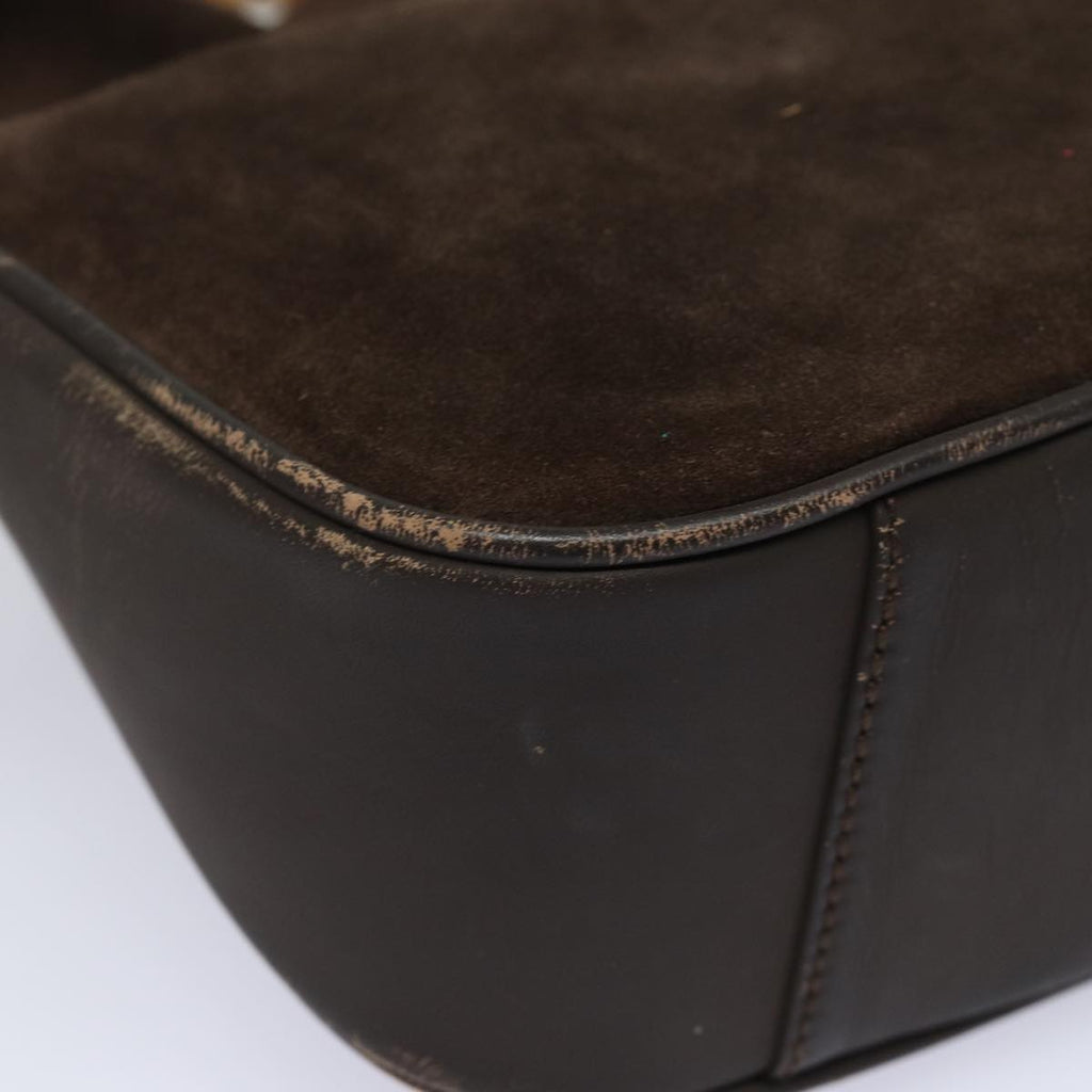GUCCI Bamboo Hand Bag Suede 2way Brown 001 1705 1638 78790