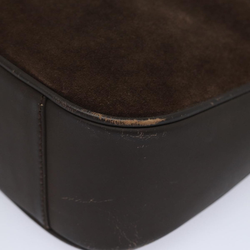 GUCCI Bamboo Hand Bag Suede 2way Brown 001 1705 1638 78790