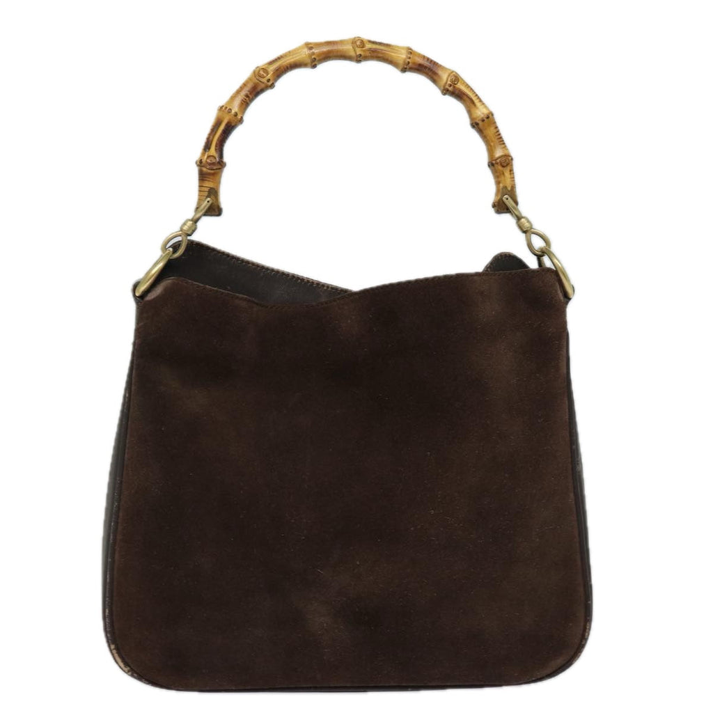 GUCCI Bamboo Hand Bag Suede 2way Brown 001 1705 1638 78790