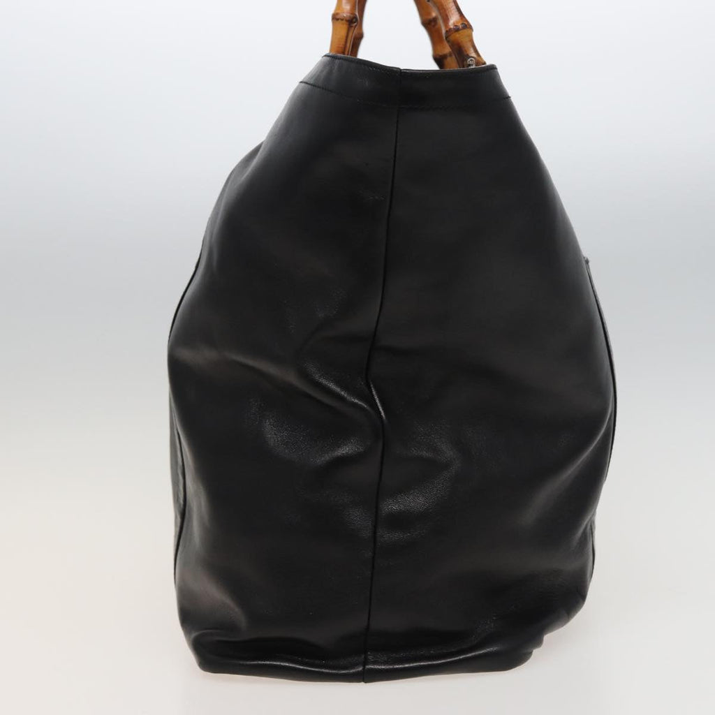 GUCCI Bamboo Hand Bag Leather Black 002 2058 0412 5 78791