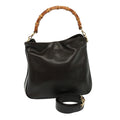 GUCCI Bamboo Hand Bag Leather 2way Brown 001 1638 78793