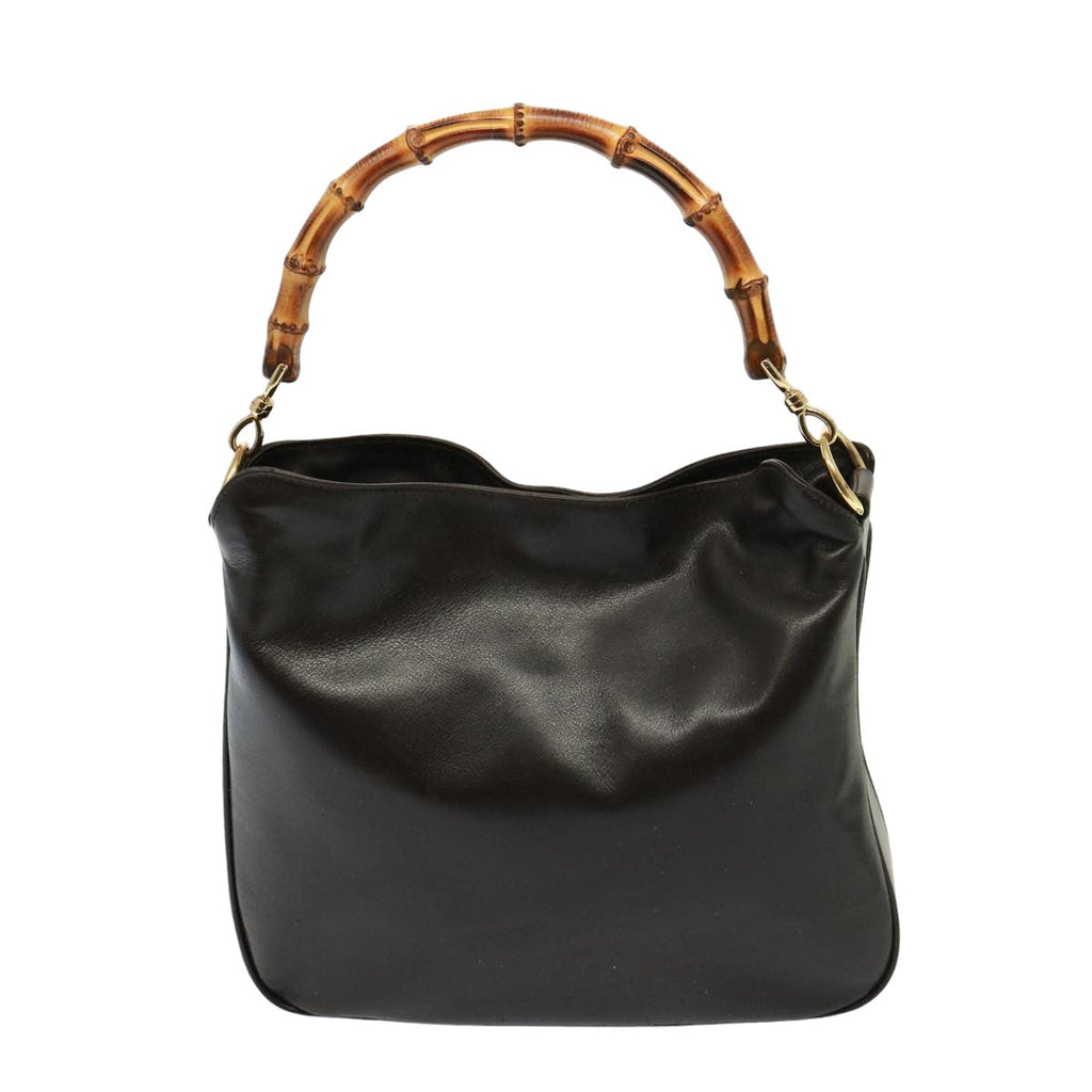 GUCCI Bamboo Hand Bag Leather 2way Brown 001 1638 78793