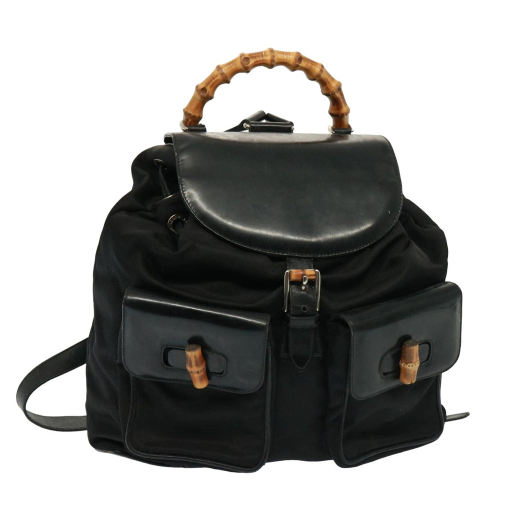 GUCCI Bamboo Backpack Nylon Black 003 2058 0016 5 78797