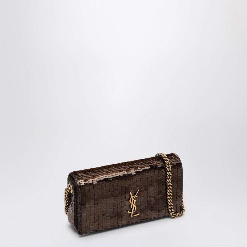 Saint Laurent Mini Kate 99 Brown Bag With Sequins Women