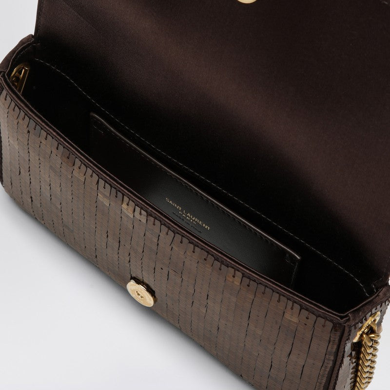 Saint Laurent Mini Kate 99 Brown Bag With Sequins Women