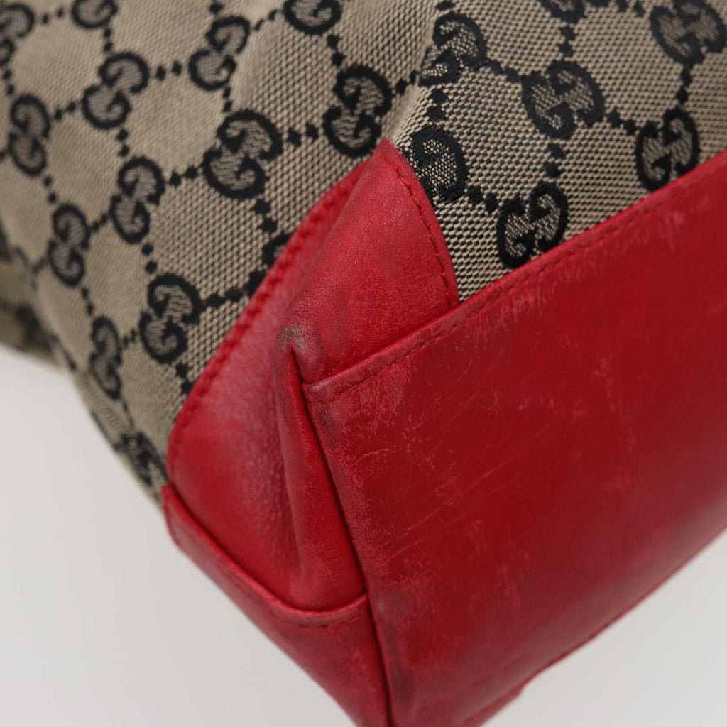 GUCCI GG Canvas Hand Bag Beige Red 002 1119 78907