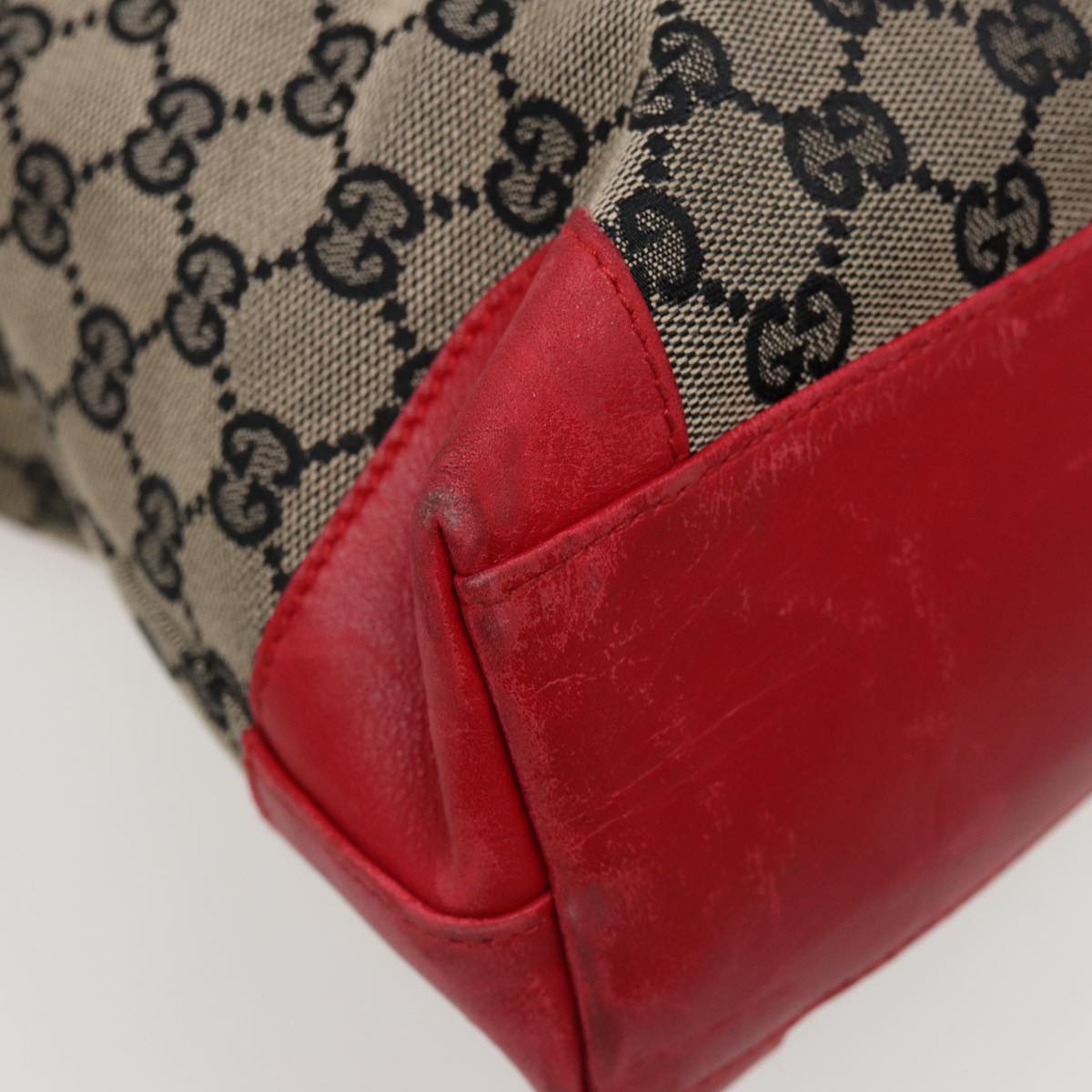 GUCCI GG Canvas Hand Bag Beige Red 002 1119 78907