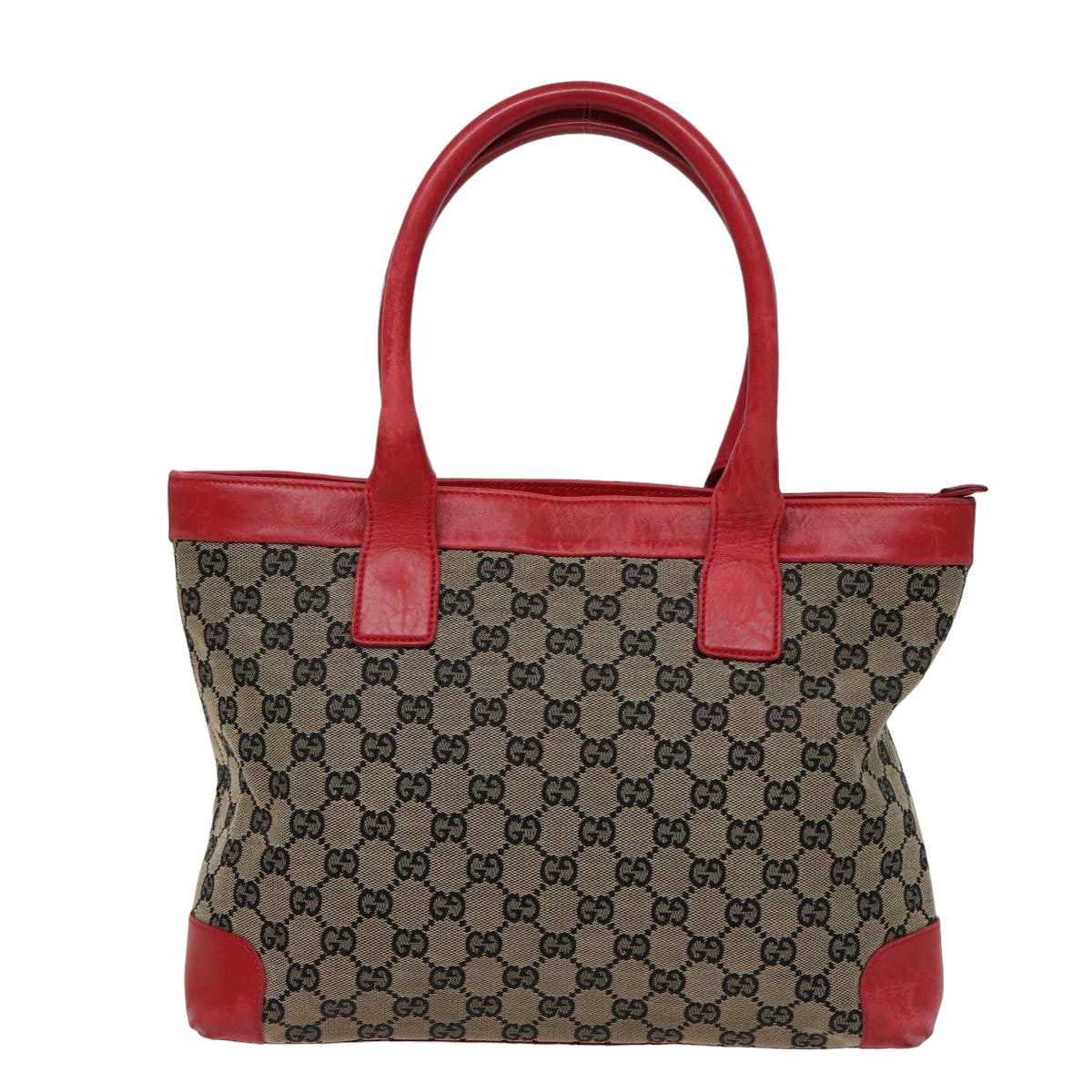 GUCCI GG Canvas Hand Bag Beige Red 002 1119 78907