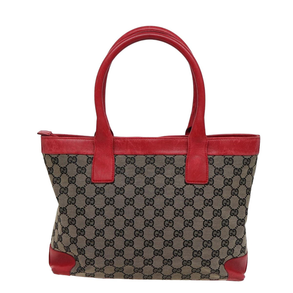 GUCCI GG Canvas Hand Bag Beige Red 002 1119 78907