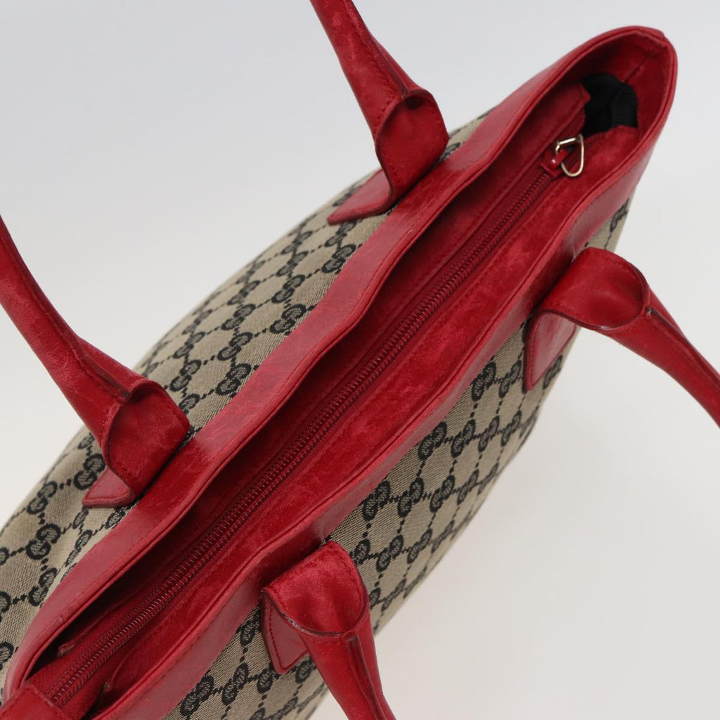 GUCCI GG Canvas Hand Bag Beige Red 002 1119 78907