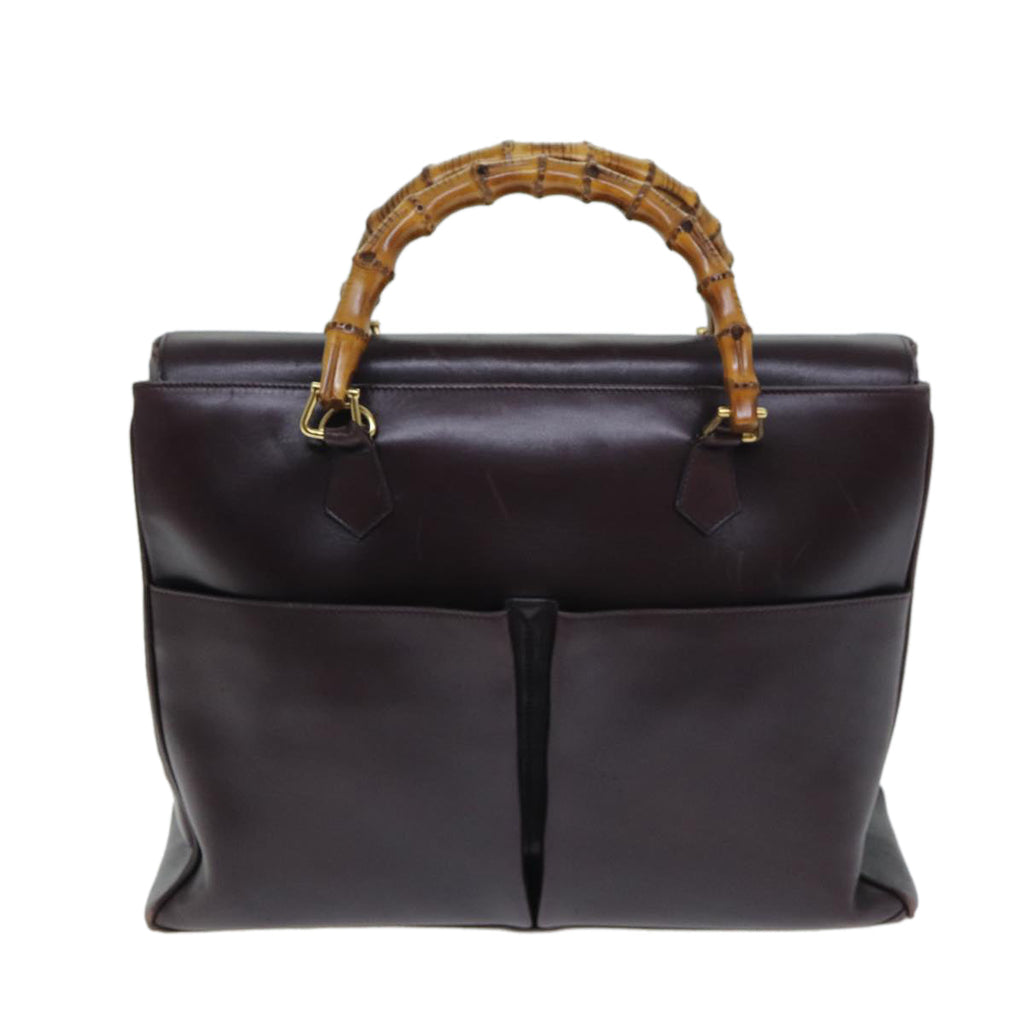 GUCCI Bamboo Hand Bag Leather 2way Purple 002 2855 0322 0 78914