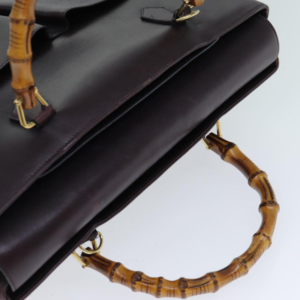 GUCCI Bamboo Hand Bag Leather 2way Purple 002 2855 0322 0 78914