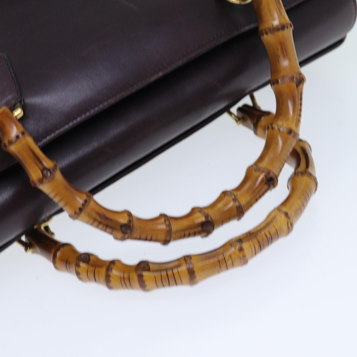 GUCCI Bamboo Hand Bag Leather 2way Purple 002 2855 0322 0 78914