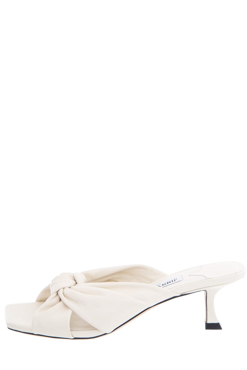 Jimmy Choo Ivory Leather Twist Knot Open Toe Sandals SZ 37