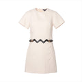 Louis Vuitton 23AW wool x silk onepiece 34 ladies ivory scalp detail A line dress RM232