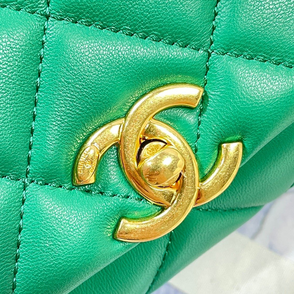 CHLMini GlamIap Bag Gold Hardware Green For Women Handbags, Shoulder Bags 6.7in/17cm AS3365