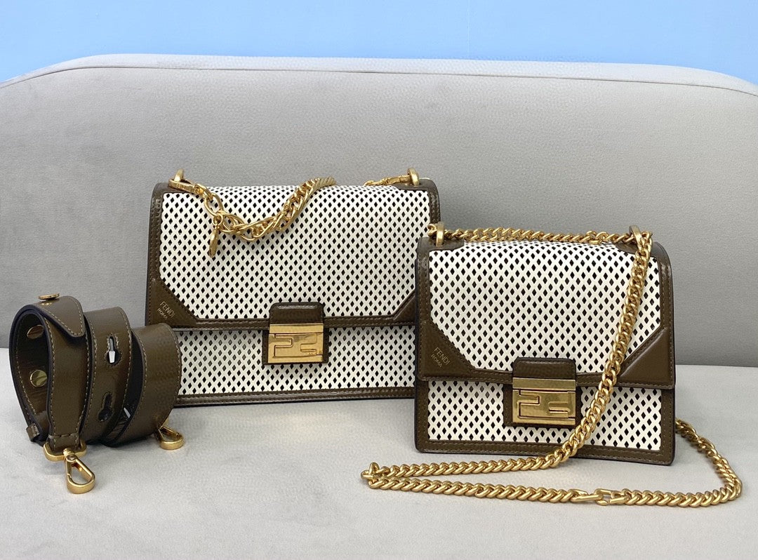 FI MeGLAMIum Kan U White and Brown Bag For Woman 25cm/10in
