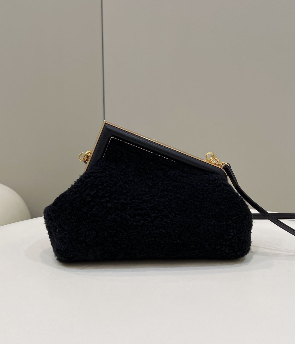 FI First Small Black Mink Bag For Woman 26cm/10in