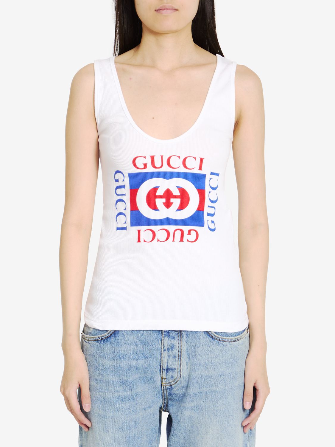 GUCCI Women's Regular Fit Tank Top with Interlocking G Print