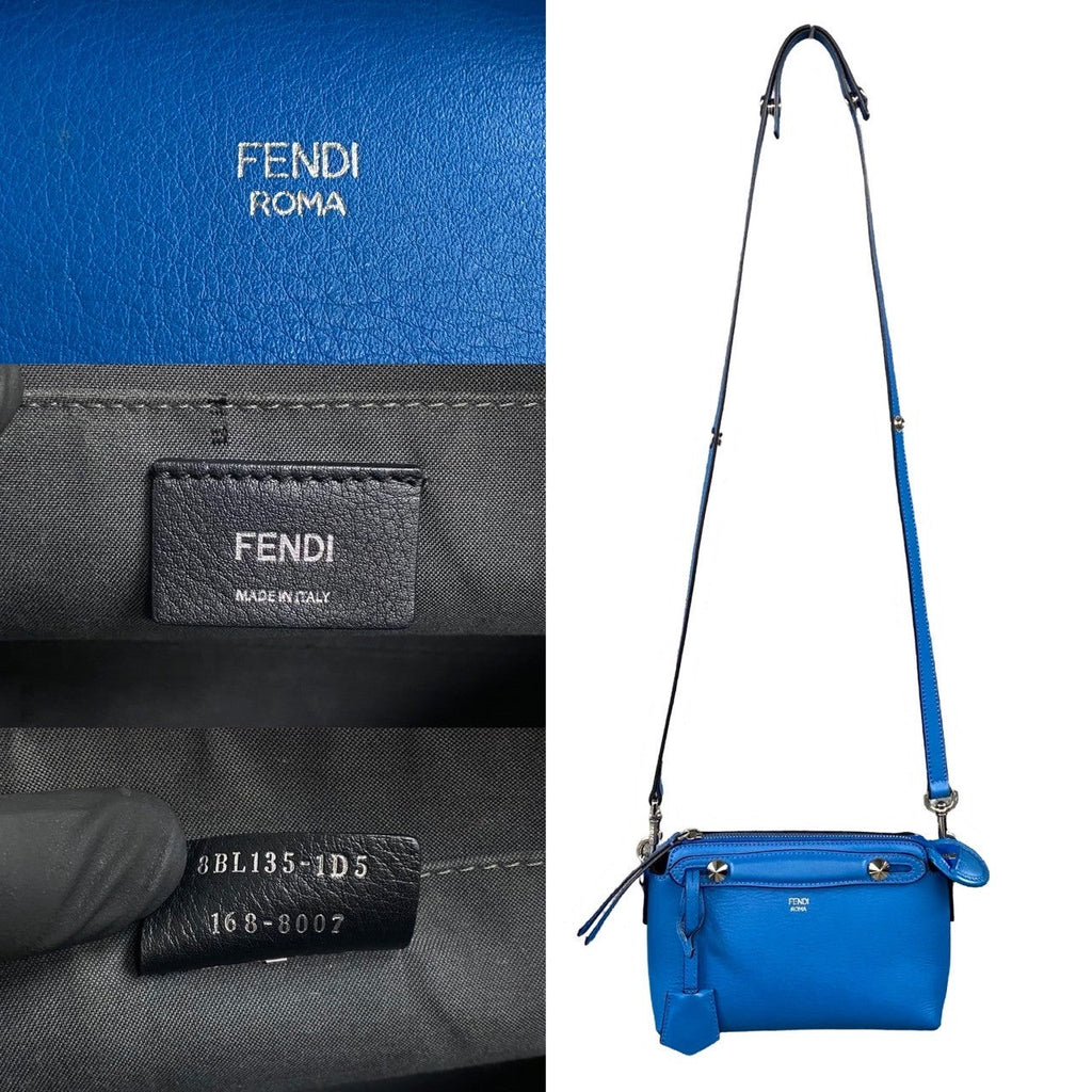 FENDI Shoulder Bag leather blue By the way small
