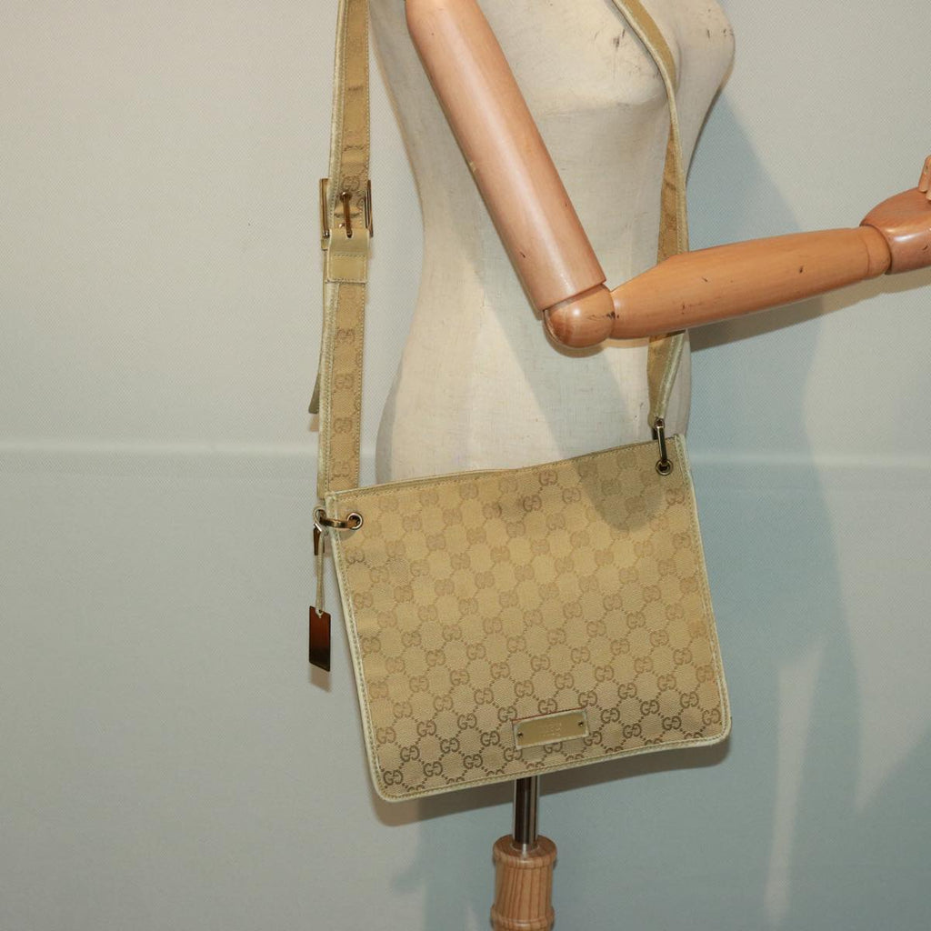 GUCCI GG Canvas Shoulder Bag Beige 91762 79100