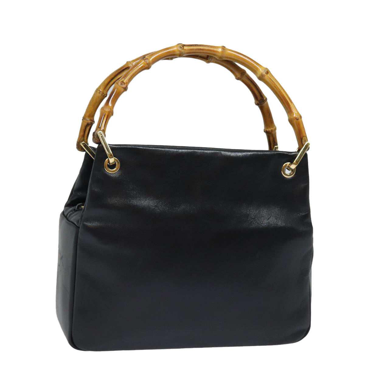 GUCCI Bamboo Hand Bag Leather Black 79132