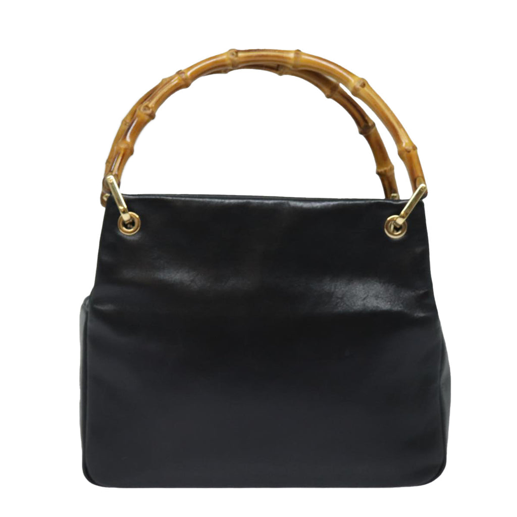 GUCCI Bamboo Hand Bag Leather Black 79132