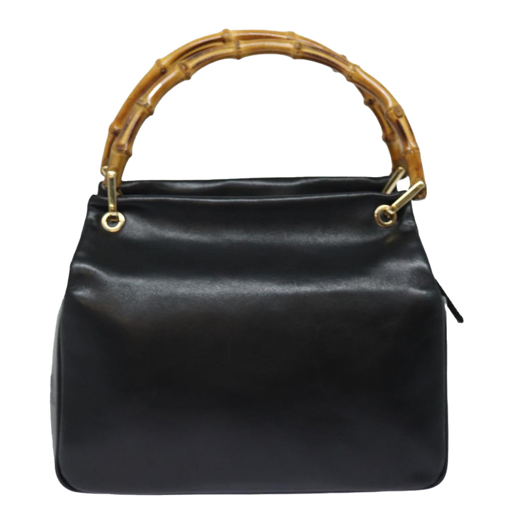 GUCCI Bamboo Hand Bag Leather Black 79132