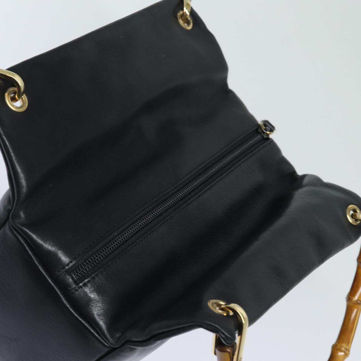 GUCCI Bamboo Hand Bag Leather Black 79132