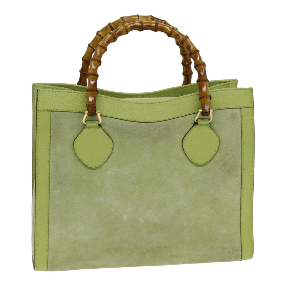 GUCCI Bamboo Hand Bag Suede Green 002 123 0260 79157