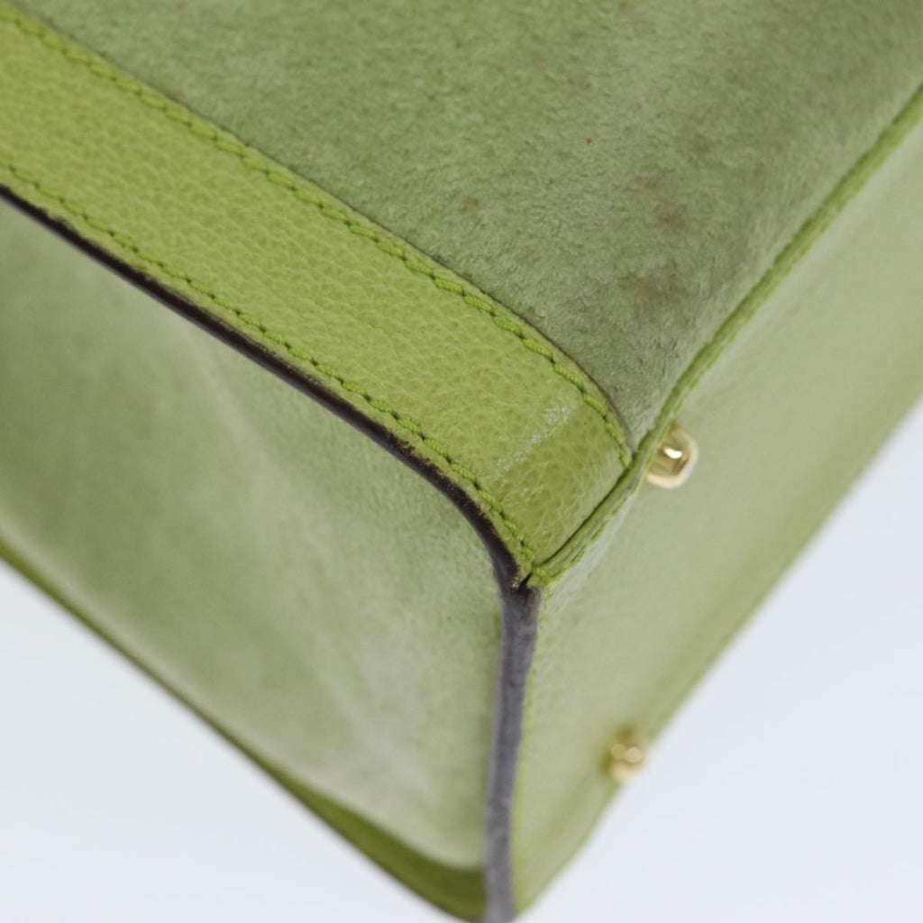 GUCCI Bamboo Hand Bag Suede Green 002 123 0260 79157