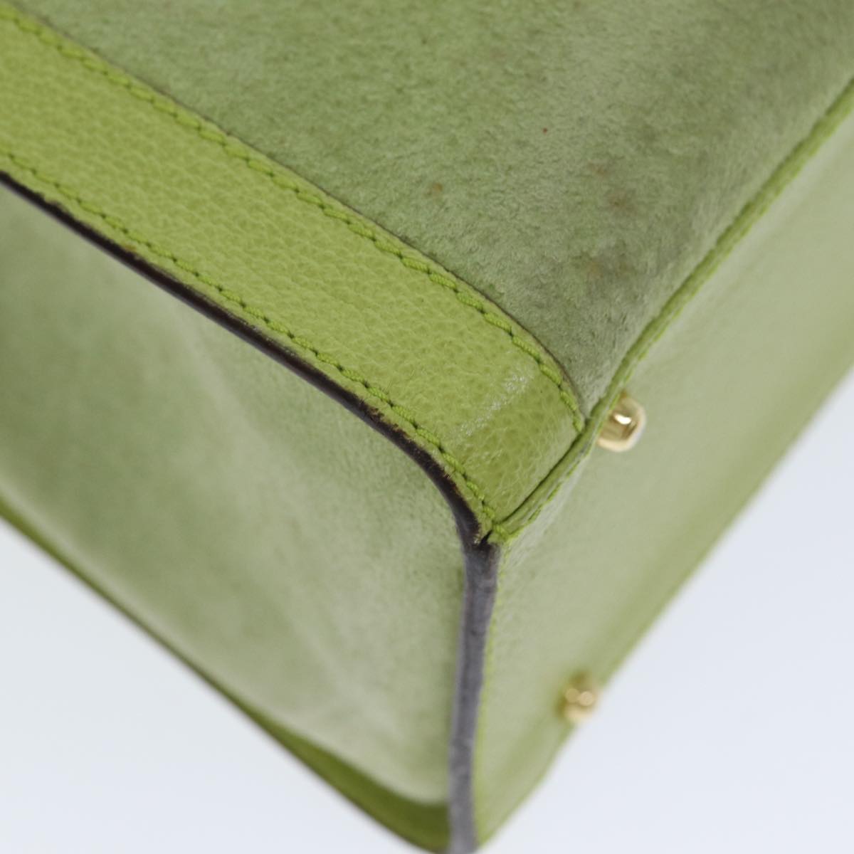 GUCCI Bamboo Hand Bag Suede Green 002 123 0260 79157