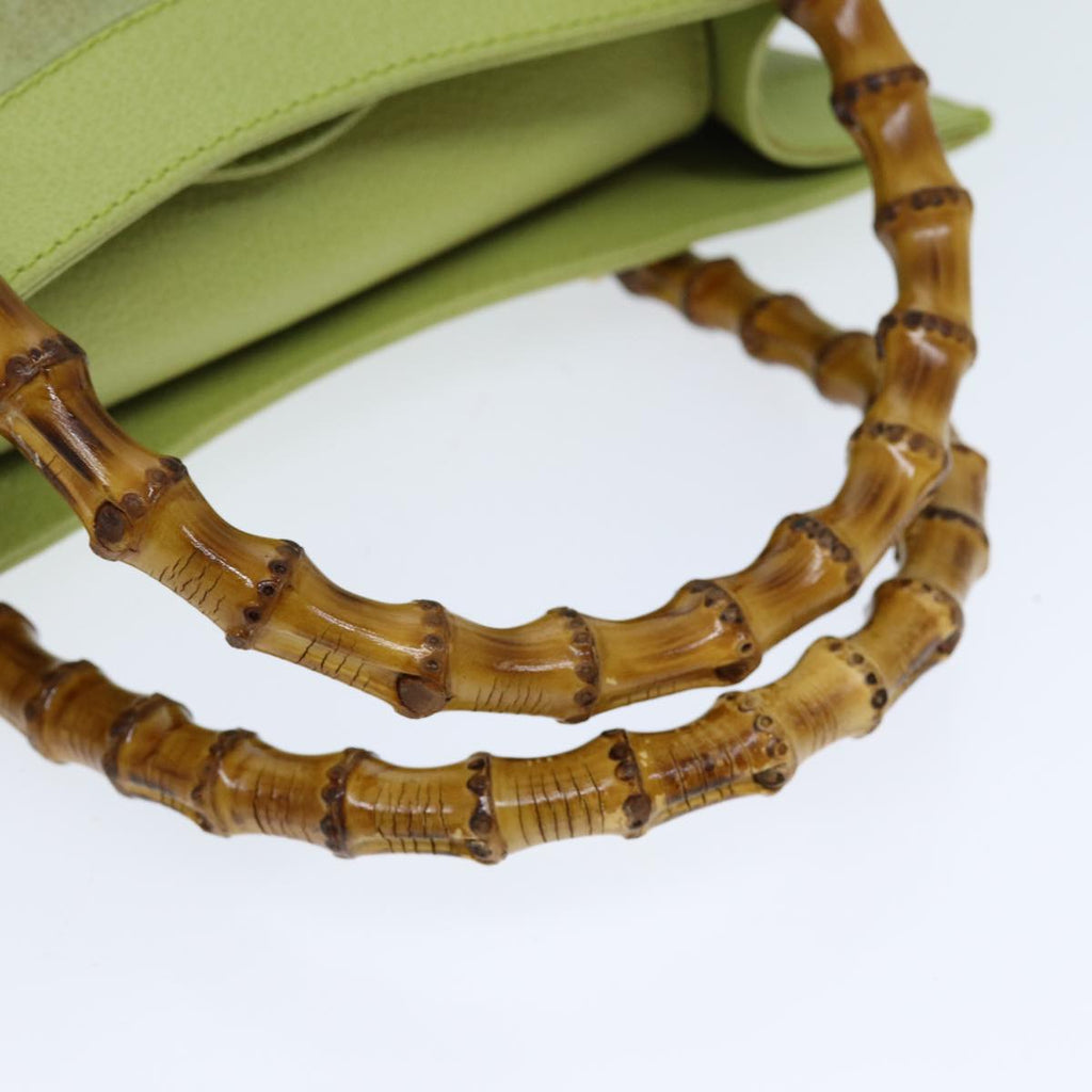 GUCCI Bamboo Hand Bag Suede Green 002 123 0260 79157