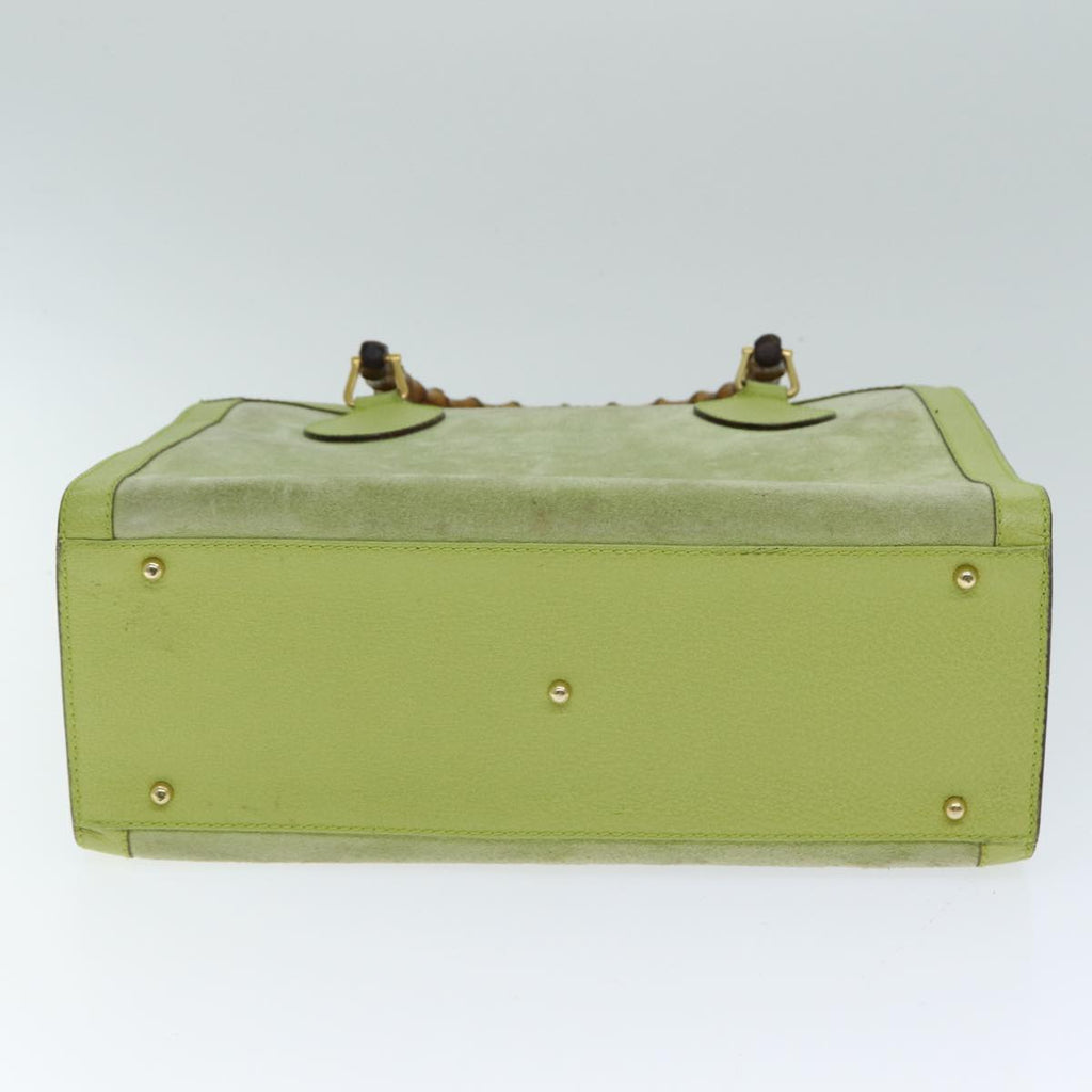 GUCCI Bamboo Hand Bag Suede Green 002 123 0260 79157