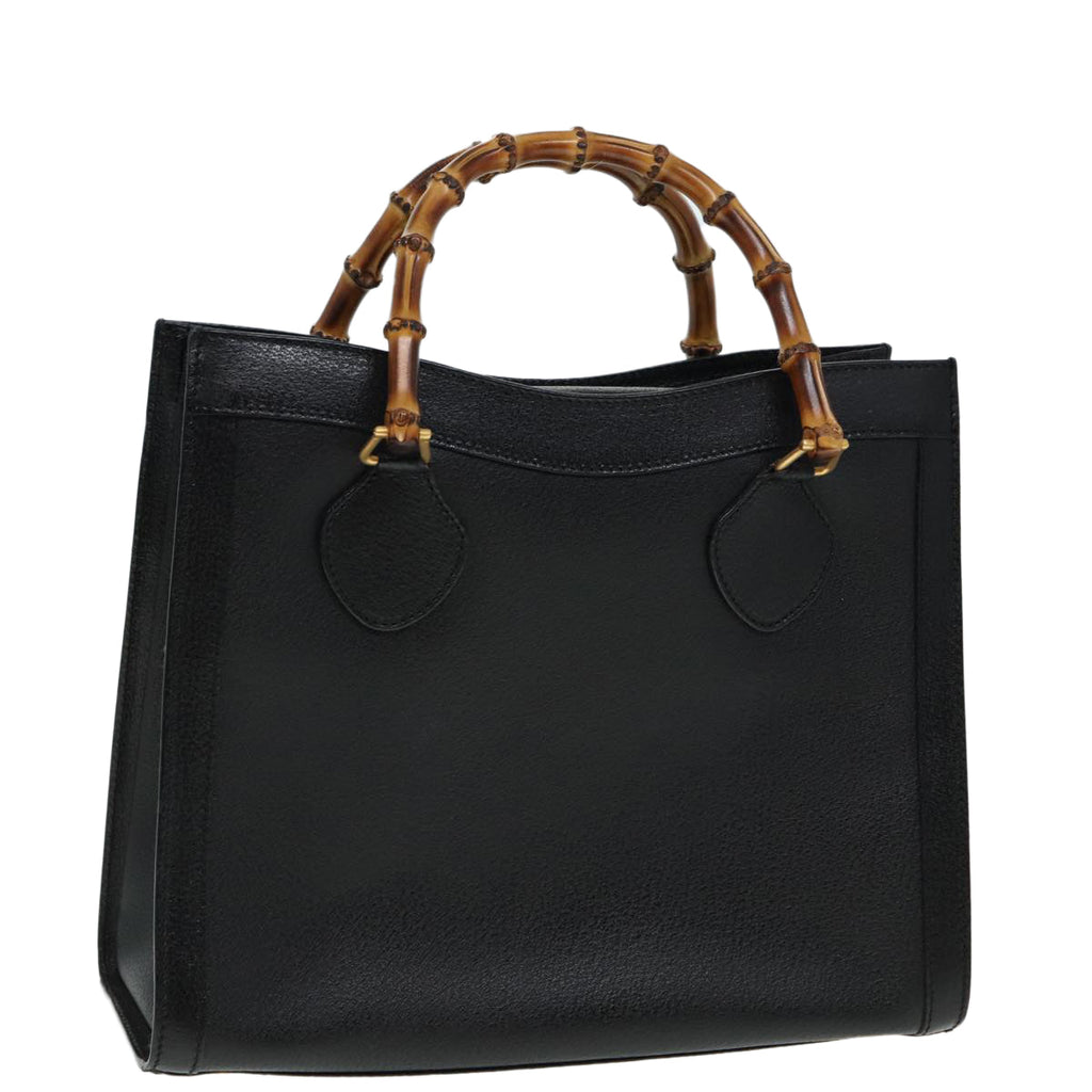 GUCCI Bamboo Hand Bag Leather Black 002 123 0260 79158