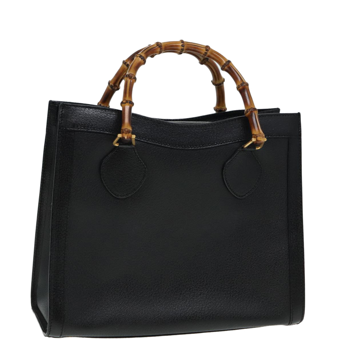 GUCCI Bamboo Hand Bag Leather Black 002 123 0260 79158