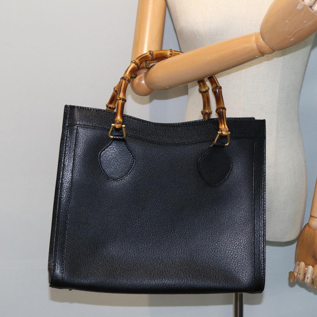 GUCCI Bamboo Hand Bag Leather Black 002 123 0260 79158