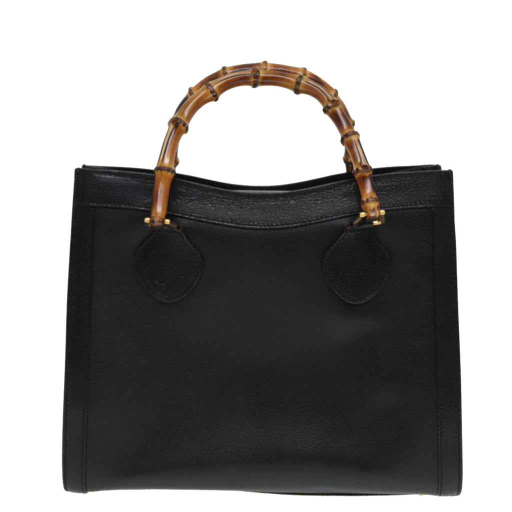 GUCCI Bamboo Hand Bag Leather Black 002 123 0260 79158