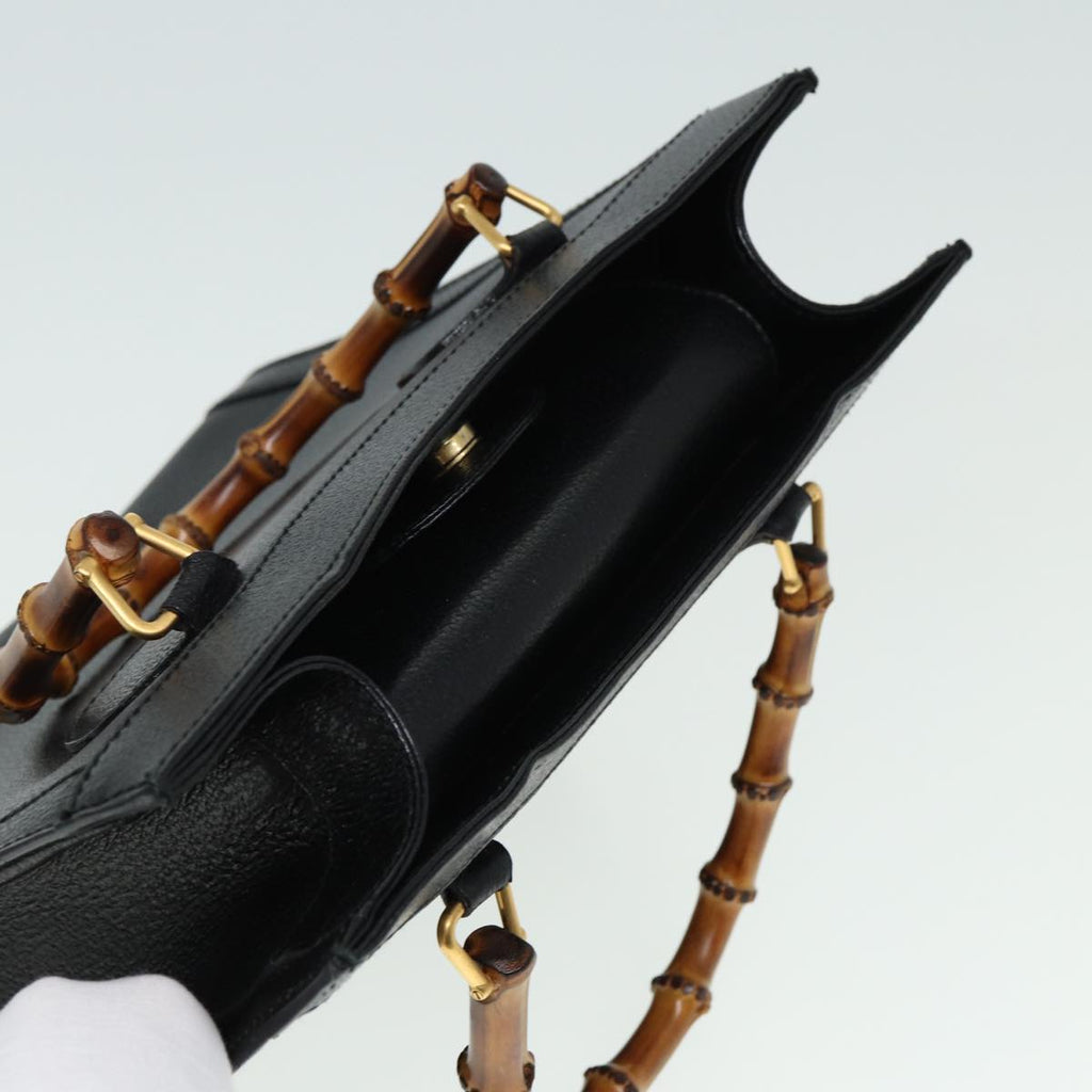 GUCCI Bamboo Hand Bag Leather Black 002 123 0260 79158