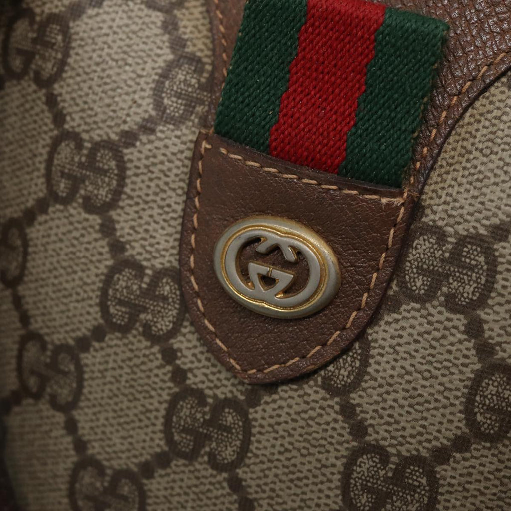 GUCCI GG Supreme Web Sherry Line Boston Bag PVC Beige Red 40 02 007 79159