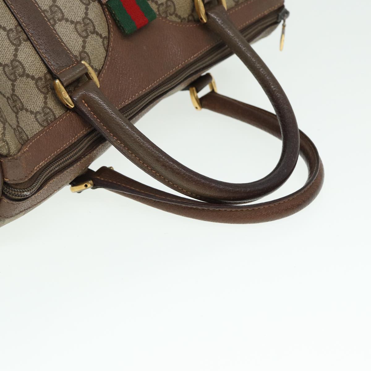 GUCCI GG Supreme Web Sherry Line Boston Bag PVC Beige Red 40 02 007 79159