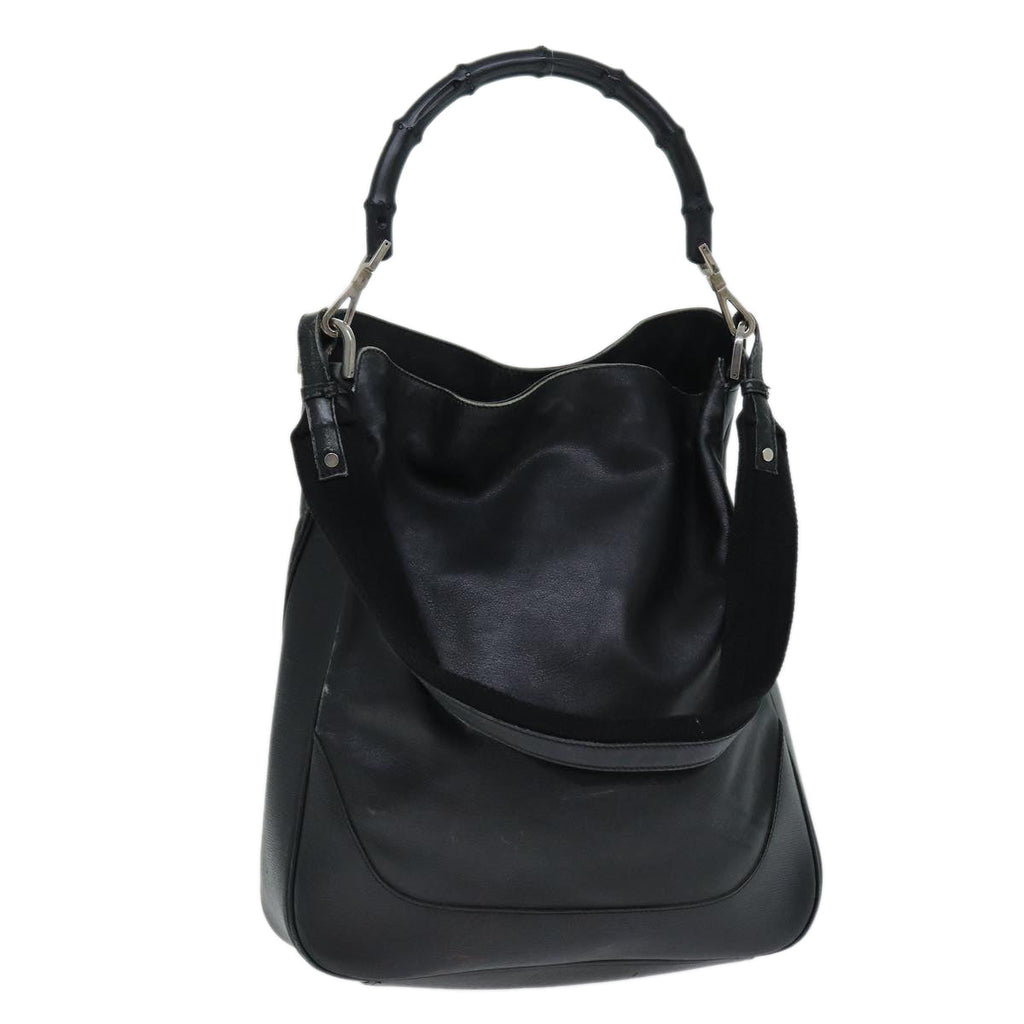 GUCCI Bamboo Hand Bag Leather Black 001 4058 79160