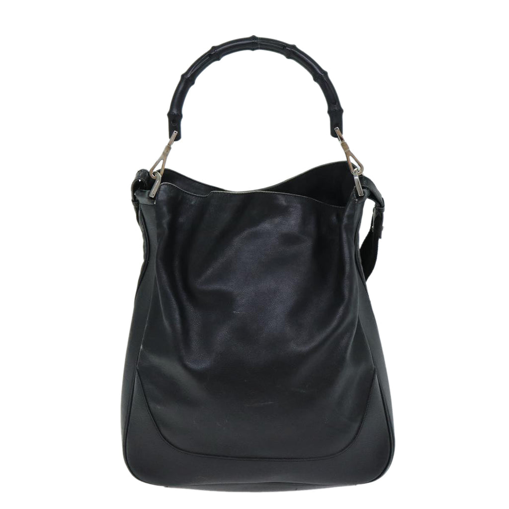 GUCCI Bamboo Hand Bag Leather Black 001 4058 79160