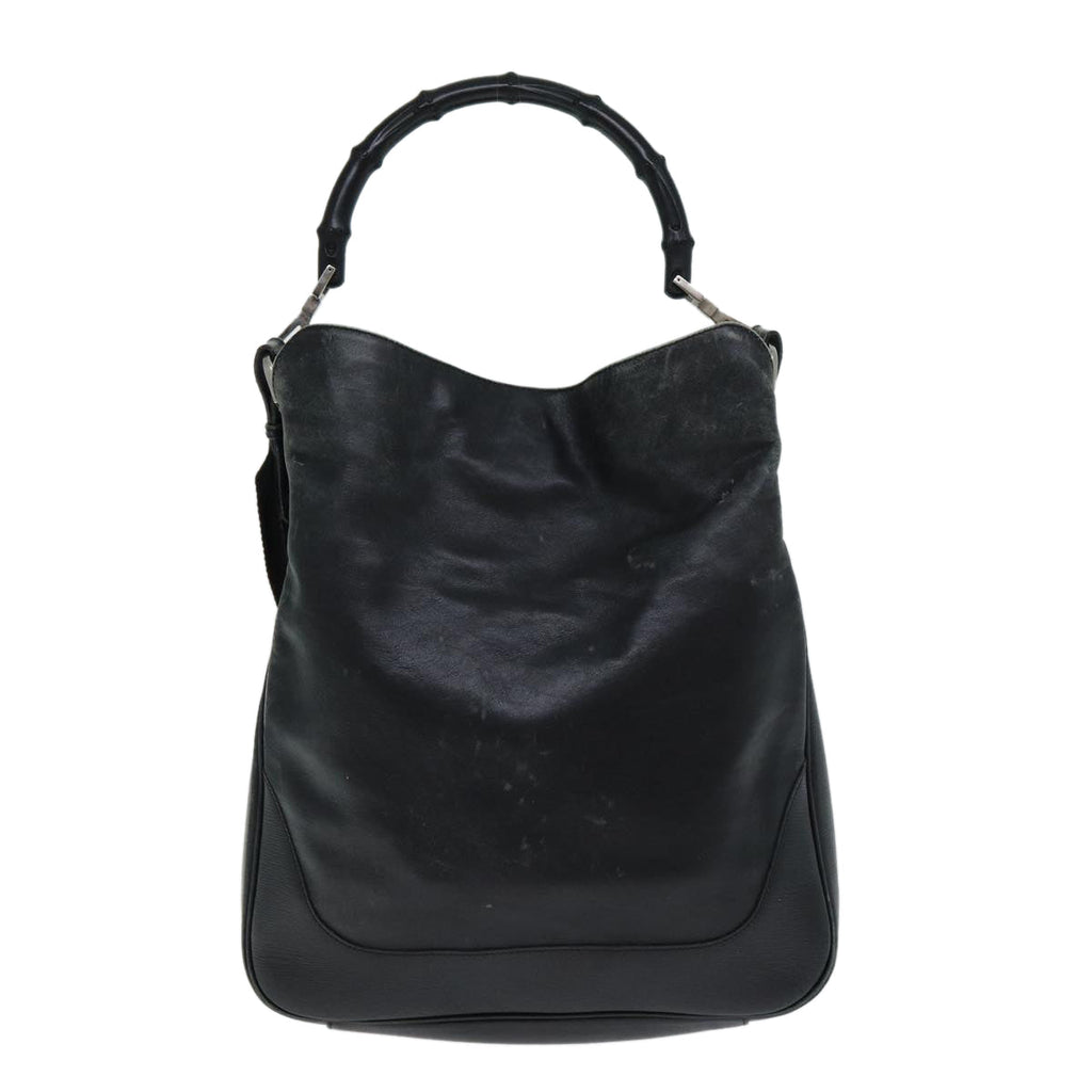GUCCI Bamboo Hand Bag Leather Black 001 4058 79160