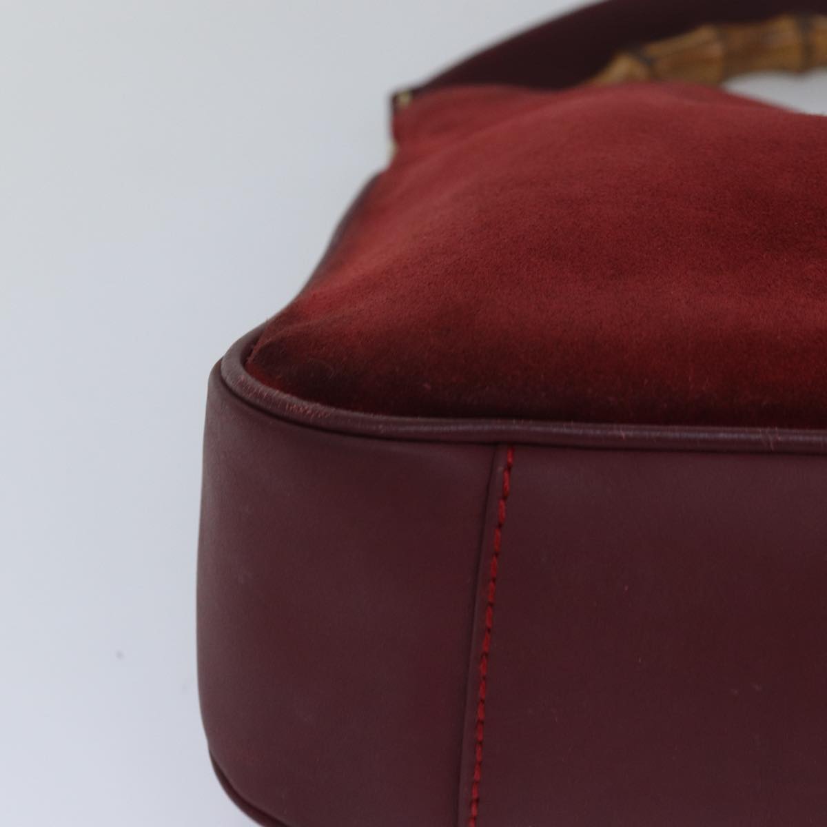 GUCCI Bamboo Hand Bag Suede 2way Red 001 1638 79161