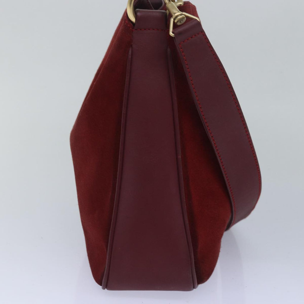 GUCCI Bamboo Hand Bag Suede 2way Red 001 1638 79161