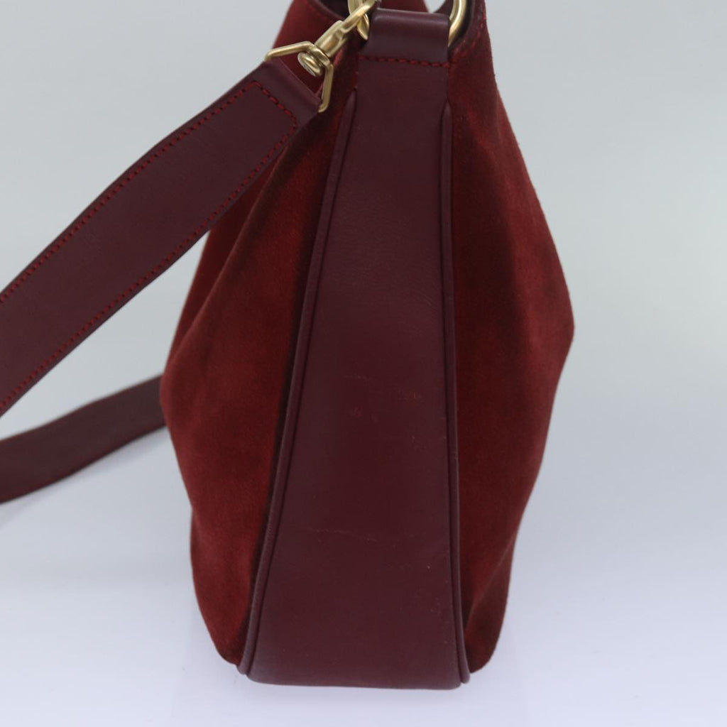 GUCCI Bamboo Hand Bag Suede 2way Red 001 1638 79161